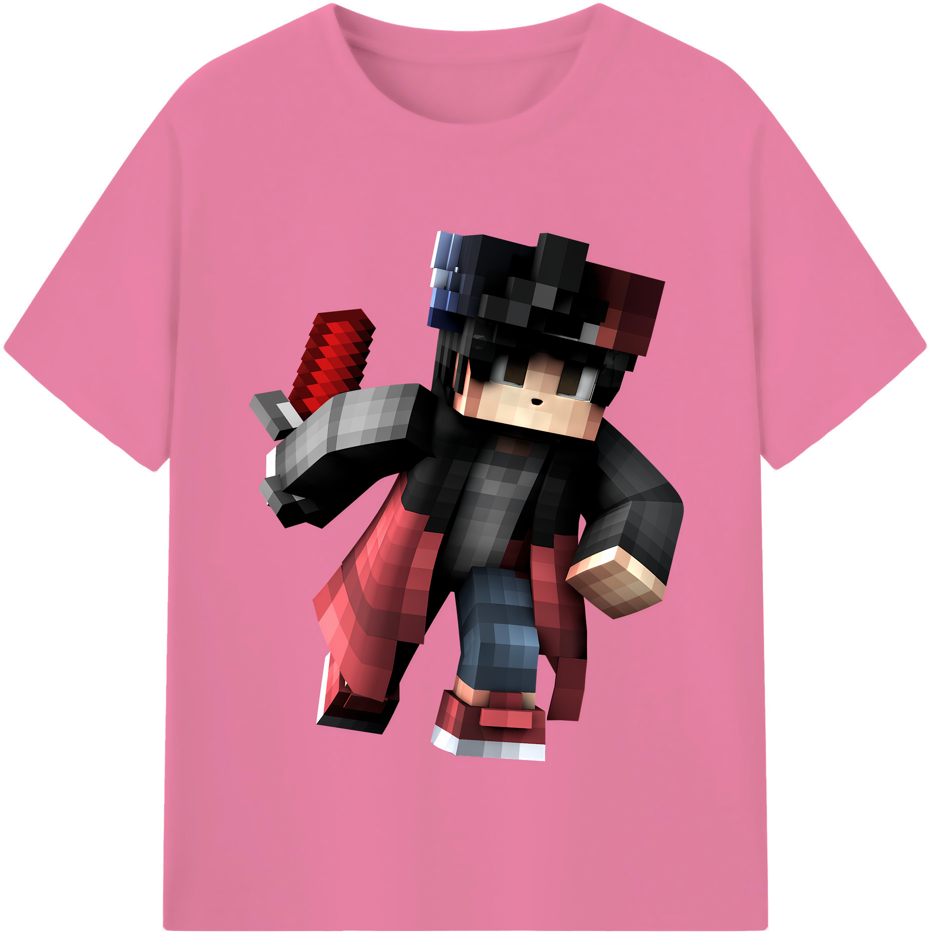 （画像用） マインクラフト ブロックの世界 Minecraft MC Block world 綿100％半袖Tシャツ（フロントプリント）